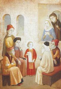 Jēzus ar Mariju un Jāzepu, un rakstu mācītājiem (www.breviary.net)